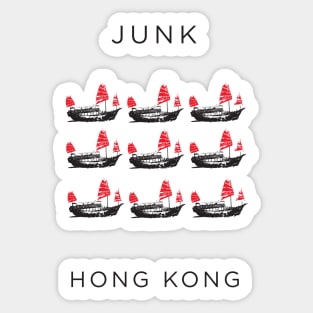 Red Sails, The Yesteryear of Hong Kong on an Old Junk Sailing Boat Sticker